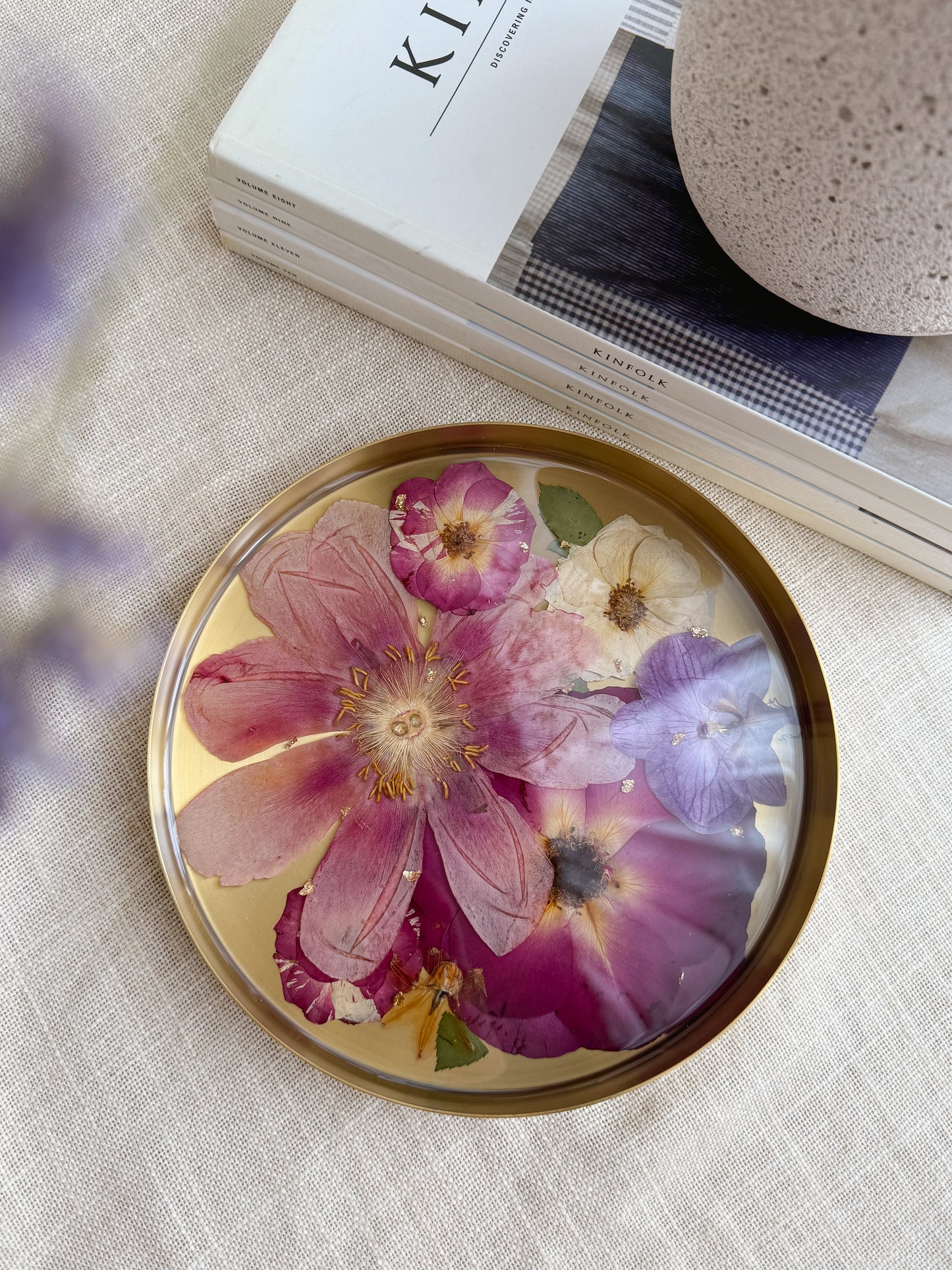 Gold Based Resin Floral Tray *