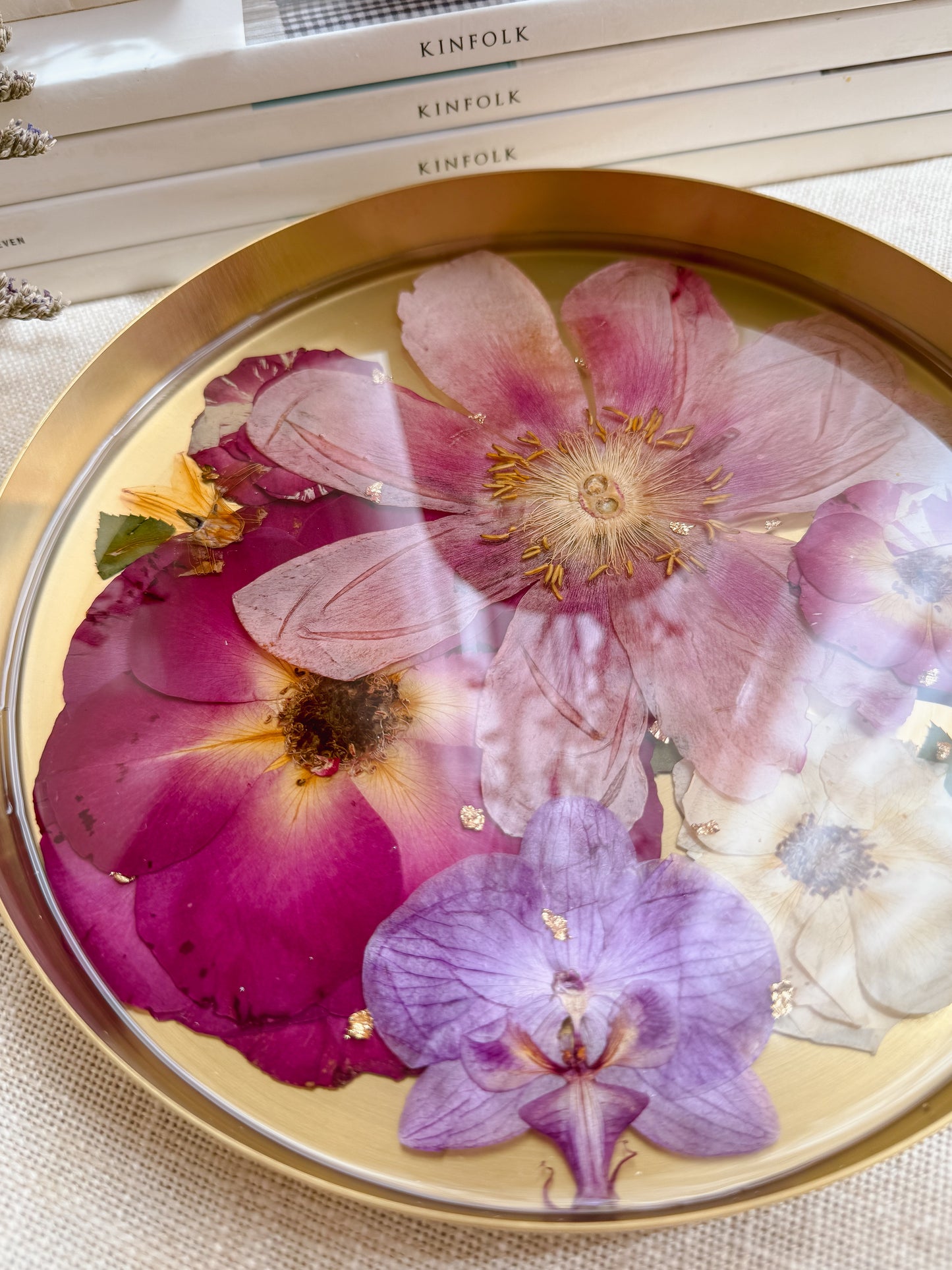 Gold Based Resin Floral Tray *
