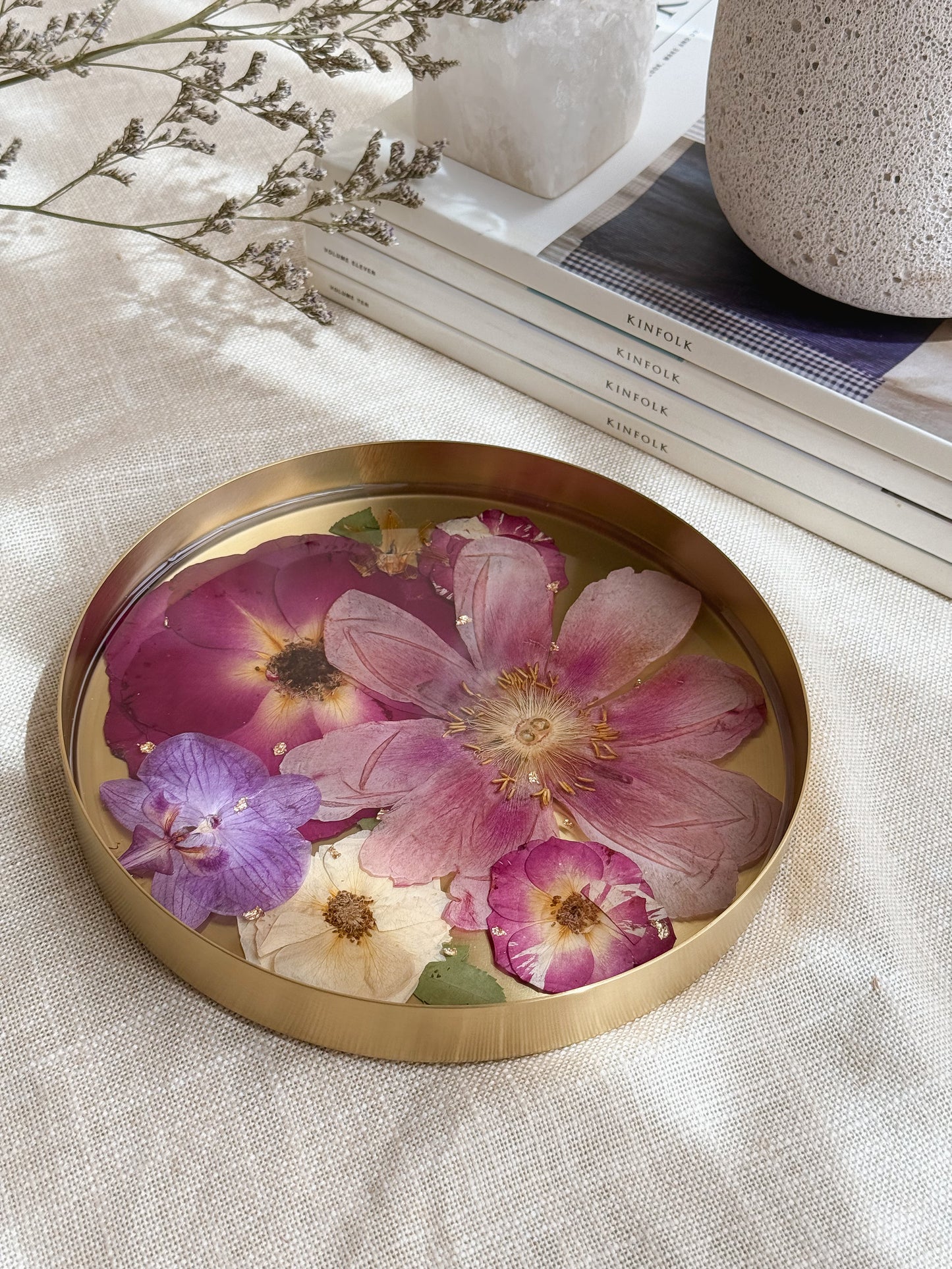 Gold Based Resin Floral Tray *