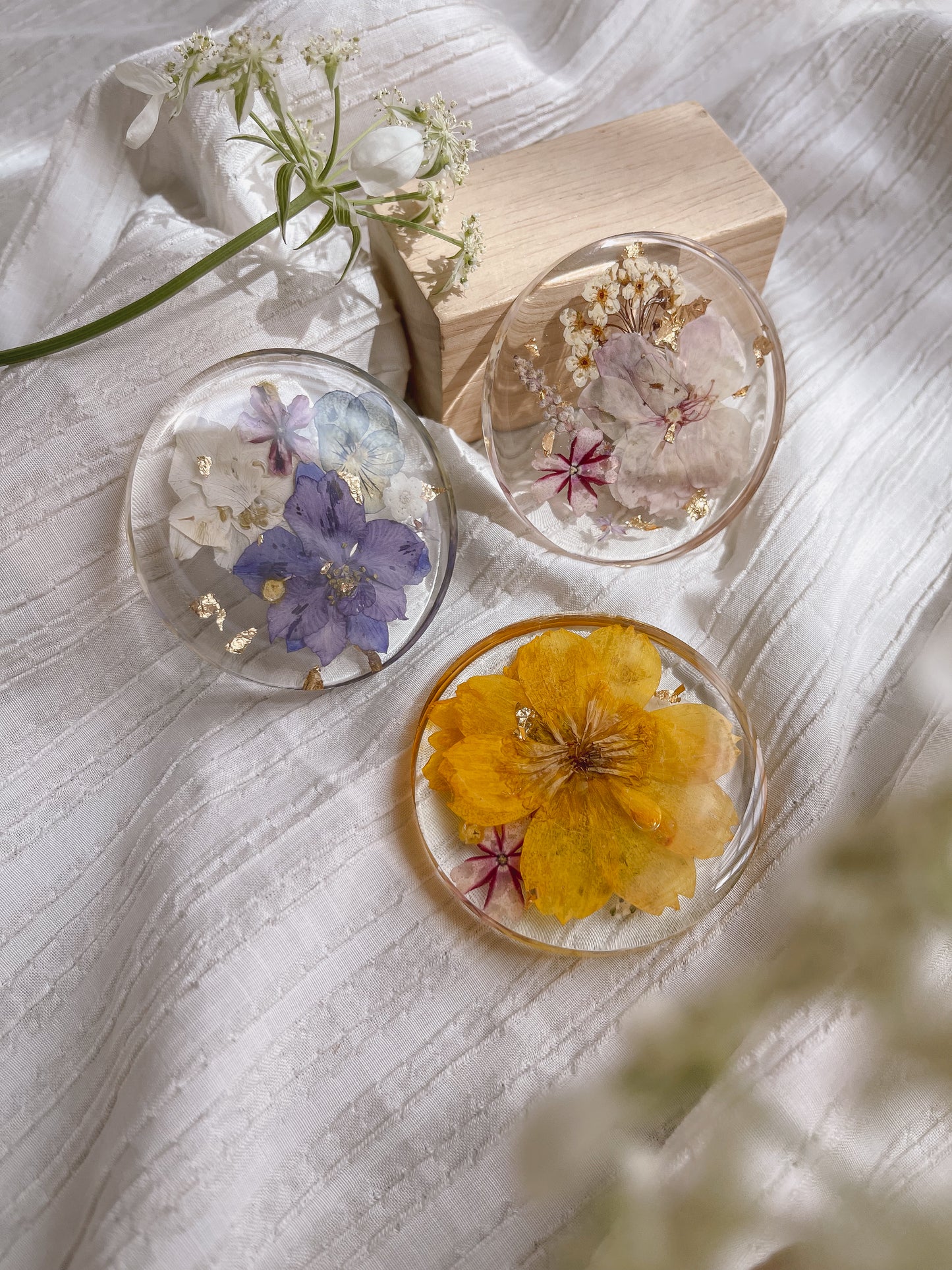 Set of 3 Pressed Flower Resin Magnet *