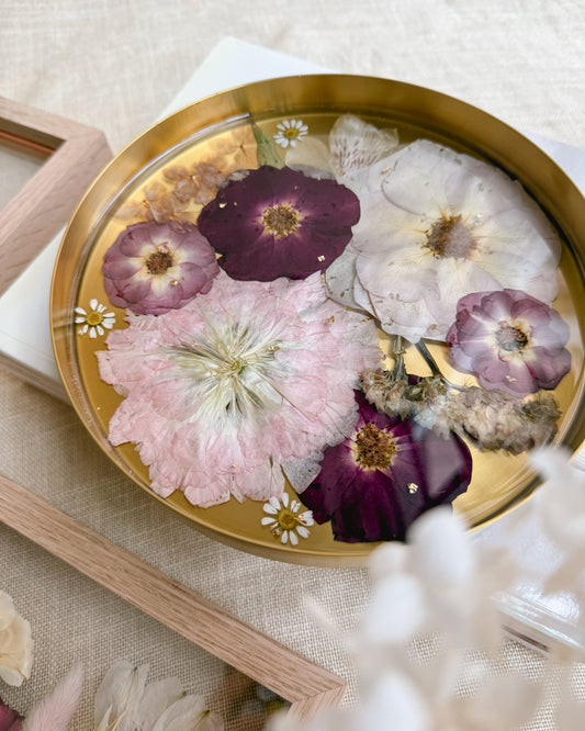 Gold Based Resin Floral Tray